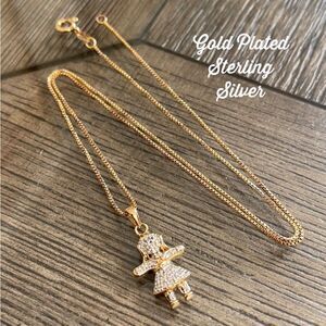 Vintage Gold Plated Sterling Silver Chain with Girl Charm